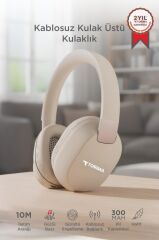 Bluetooth Kulaklık Kulak Üstü Kablosuz Kulaklık HD50 Bej