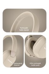 Bluetooth Kulaklık Kulak Üstü Kablosuz Kulaklık HD50 Bej