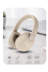Bluetooth Kulaklık Kulak Üstü Kablosuz Kulaklık HD50 Bej