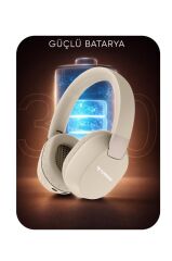 Bluetooth Kulaklık Kulak Üstü Kablosuz Kulaklık HD50 Bej
