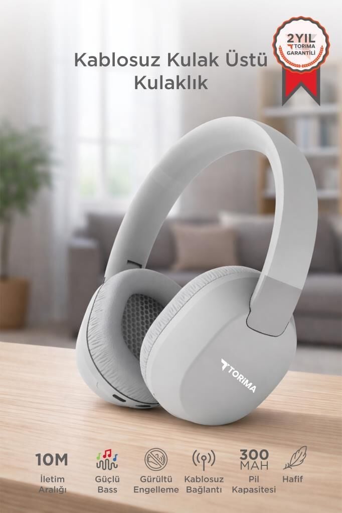 Torima Bluetooth Kulaklık Kulak Üstü Kablosuz Kulaklık HD50 Gri