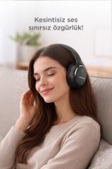 Bluetooth Kulaklık Kulak Üstü Kablosuz Kulaklık HD60 Siyah