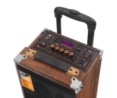 Torima B-Q8 Mikrofonlu Kumandalı Taşınabilir Tekerlekli Bluetooth Hoparlör Kahverengi
