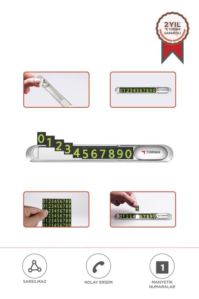 Araç İçi Telefon Numaratörü Fosforlu Oto Cam Kartı JX051 Gri