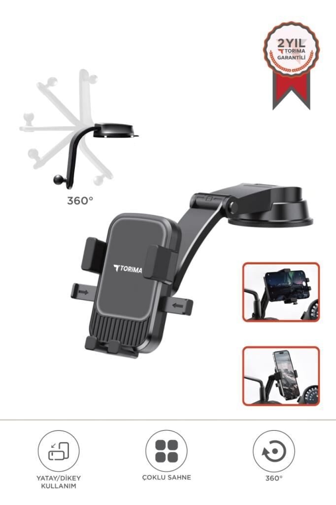 Telefon Tutucu 360 Derece Dönebilen Vantuzlu Araç İçi Oto Aksesuarları JX053 Siyah