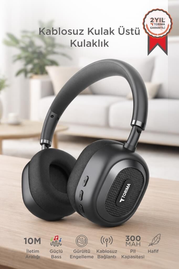 Bluetooth Kulaklık Kulak Üstü Kablosuz Kulaklık HD70 Siyah