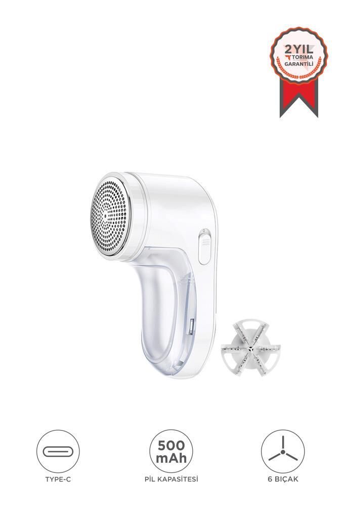 Şarjlı Tüy ve Tiftik Temizleme Makinesi Extra Bıçaklı 708 Beyaz