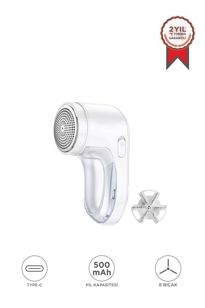 Şarjlı Tüy ve Tiftik Temizleme Makinesi Extra Bıçaklı 708 Beyaz