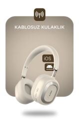 Bluetooth Kulaklık Kulak Üstü Kablosuz Kulaklık HD70 Bej