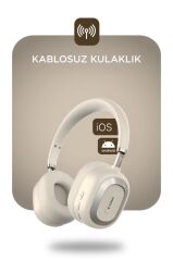 Bluetooth Kulaklık Kulak Üstü Kablosuz Kulaklık HD70 Bej