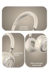 Bluetooth Kulaklık Kulak Üstü Kablosuz Kulaklık HD70 Bej