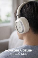 Bluetooth Kulaklık Kulak Üstü Kablosuz Kulaklık HD70 Bej