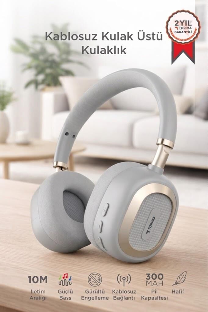 Bluetooth Kulaklık Kulak Üstü Kablosuz Kulaklık HD70 Gri