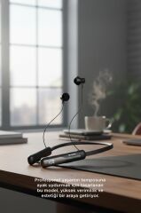 Bluetooth Kulaklık Kulak İçi Boyuna Asılabilir 5 Ses Değiştirme Modlu Kablosuz Kulaklık TB12 Siyah