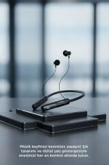 Bluetooth Kulaklık Kulak İçi Boyuna Asılabilir 5 Ses Değiştirme Modlu Kablosuz Kulaklık TB12 Siyah