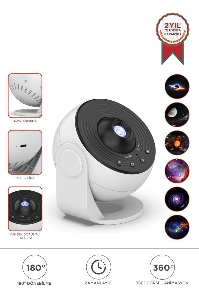 Torima BL-DQY02 Beyaz Galaxy Led Lazer Projektör Gece Lambası Projeksiyon