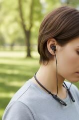 Bluetooth Kulaklık Boyun Askılı Neckband ENC Extra Bass 30 Saat Kullanım TB09 Siyah