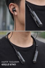 Bluetooth Kulaklık Boyun Askılı Neckband ENC Extra Bass 30 Saat Kullanım TB09 Siyah