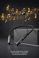 Bluetooth Kulaklık Boyun Askılı Neckband ENC Extra Bass 30 Saat Kullanım TB09 Siyah