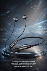 Bluetooth Kulaklık Boyun Askılı Neckband ENC Extra Bass Manyetik Kulaklık TB10 Siyah