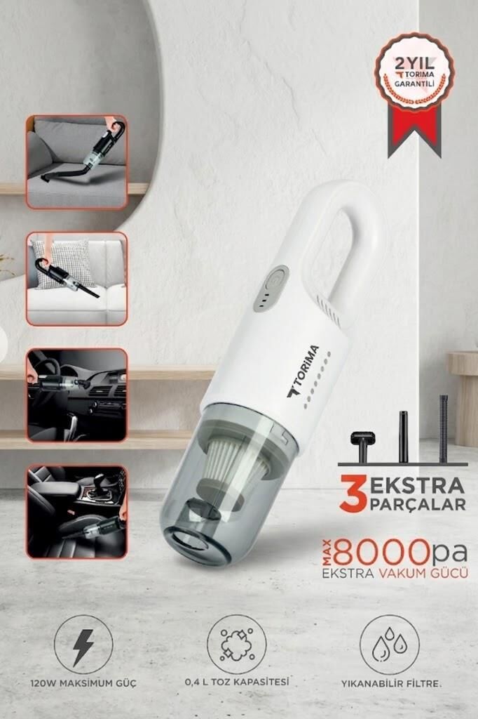 Torima A-031 Beyaz Şarjlı Araç EL Süpürgesi El