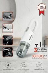 Araç Süpürgesi Şarjlı 8000Pa Süper Güçlü El Süpürgesi A031 Beyaz