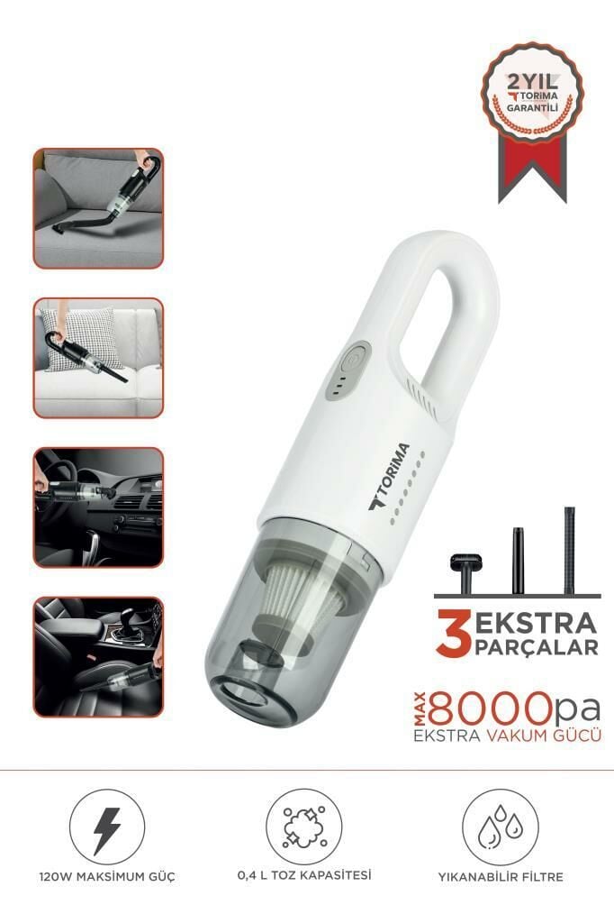 Torima A-031 Beyaz Şarjlı Araç EL Süpürgesi El