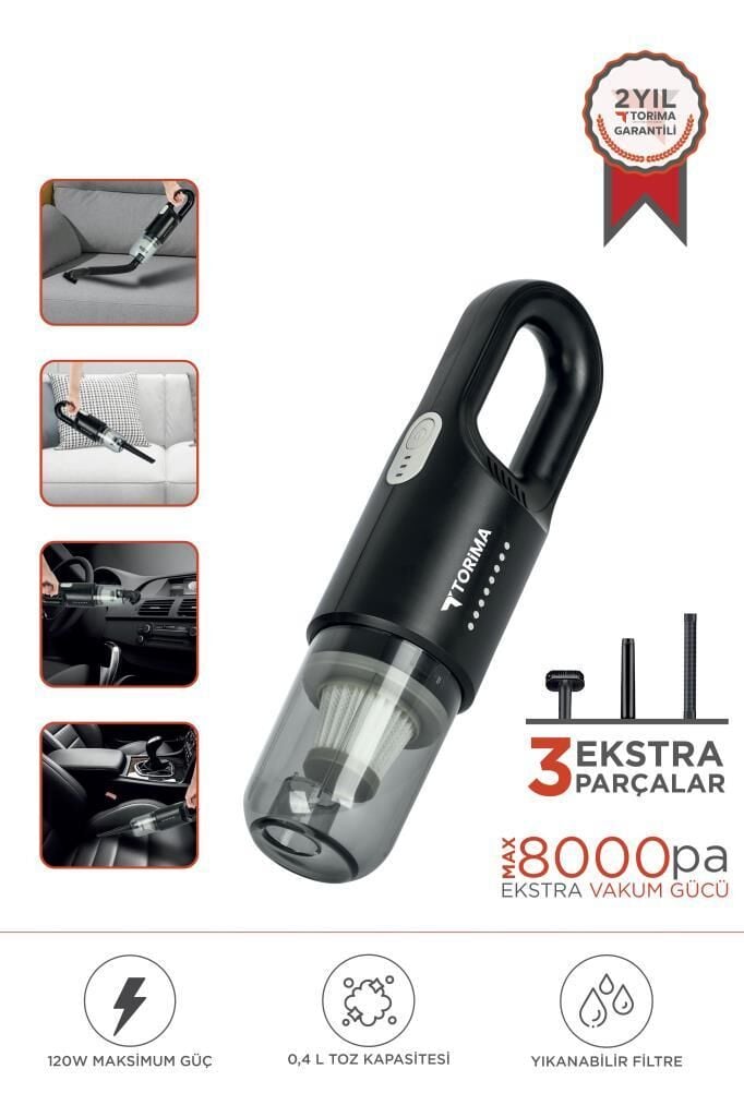 Araç Süpürgesi Şarjlı El Süpürgesi A031 Siyah