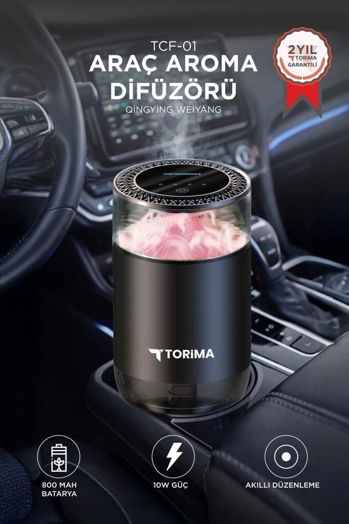 Torima Araç İçi Aroma Difüzörü Hava Nemlendirici Şarjlı Oda ve Araba Kokusu TCF01 Qıngyıng Weıyang