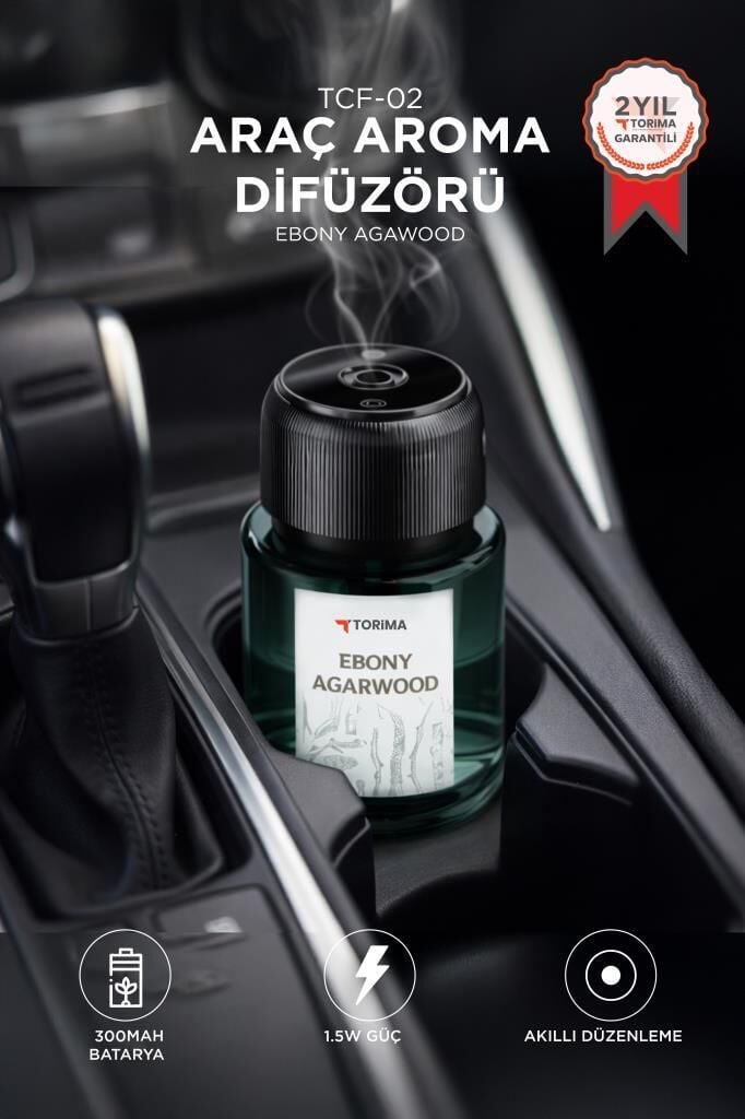 Araç İçi Aroma Difüzörü Hava Nemlendirici Lazerli Şarjlı Oda ve Araba Kokusu TCF02 Ebony Agarwood