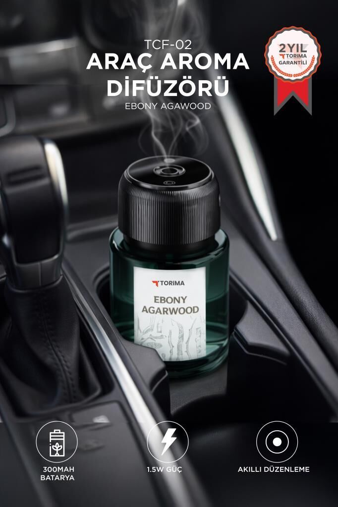 Araç İçi Aroma Difüzörü Hava Nemlendirici Lazerli Şarjlı Oda ve Araba Kokusu TCF02 Ebony Agarwood