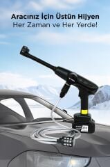 Şarjlı Yüksek Basınçlı Yıkama Tabancası Akülü Oto Araba Bahçe Temizleme Su Tabancası D015 Siyah