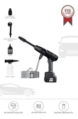 Şarjlı Yüksek Basınçlı Yıkama Tabancası Akülü Oto Araba Bahçe Temizleme Su Tabancası D015 Siyah