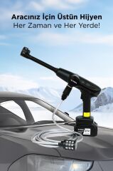 Şarjlı Yüksek Basınçlı Yıkama Tabancası Akülü Oto Araba Bahçe Temizleme Su Tabancası D015 Siyah