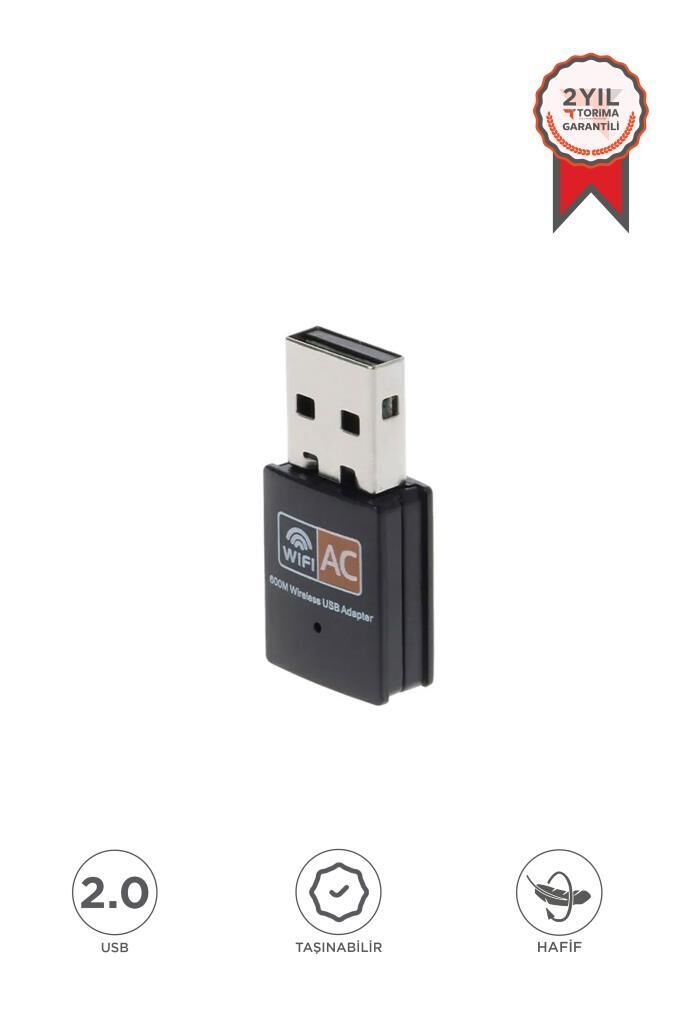 Mini Wifi Adaptör USB 2.0 600 Mbps Kablosuz Alıcı YD48 Siyah