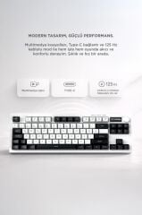 Kablolu Klavye Rgb Işıklı Sessiz Q Klavye TK12 Siyah-Beyaz