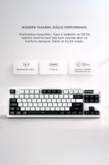 Kablolu Klavye Rgb Işıklı Sessiz Q Klavye TK12 Siyah Beyaz