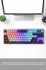 Kablolu Klavye Rgb Işıklı Sessiz Q Klavye TK12 Siyah Beyaz