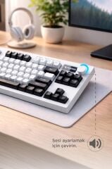 Kablolu Klavye Rgb Işıklı Sessiz Q Klavye TK12 Siyah-Beyaz