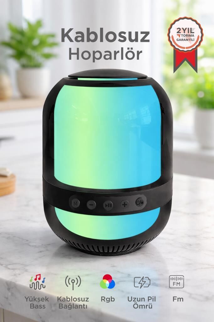Bluetooth Hoparlör Kablosuz Taşınabilir Rgb Işıklı TWS Speaker GTS-2149 Siyah
