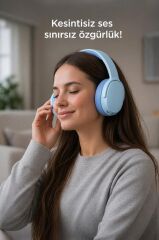 Bluetooth Kulaklık Kulak Üstü Kablosuz Kulaklık P2961 Mavi