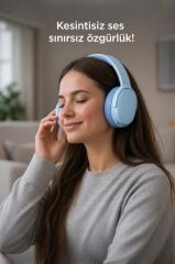 Bluetooth Kulaklık Kulak Üstü Kablosuz Kulaklık P2961 Mavi