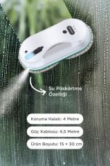 Torima Cam Silme Temizleme Robotu Uzaktan Kumandalı Su Püskürtmeli S9 Beyaz