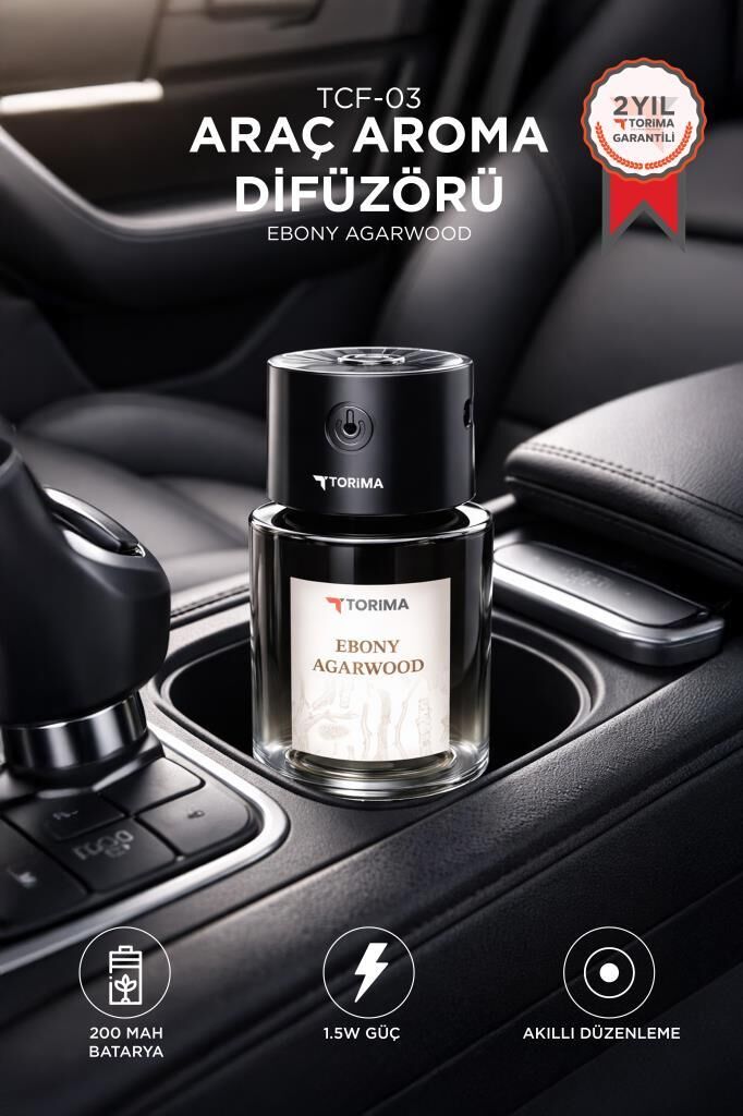 Araç İçi Aroma Difüzörü Hava Nemlendirici Lazerli Şarjlı Oda ve Araba Kokusu TCF03 Ebony Agarwood