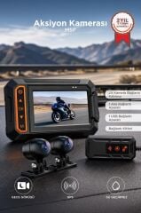 Aksiyon Kamerası Ultra Hd Wifi Panaromik Gözetleme Motorsiklet Kamerası M5F Siyah
