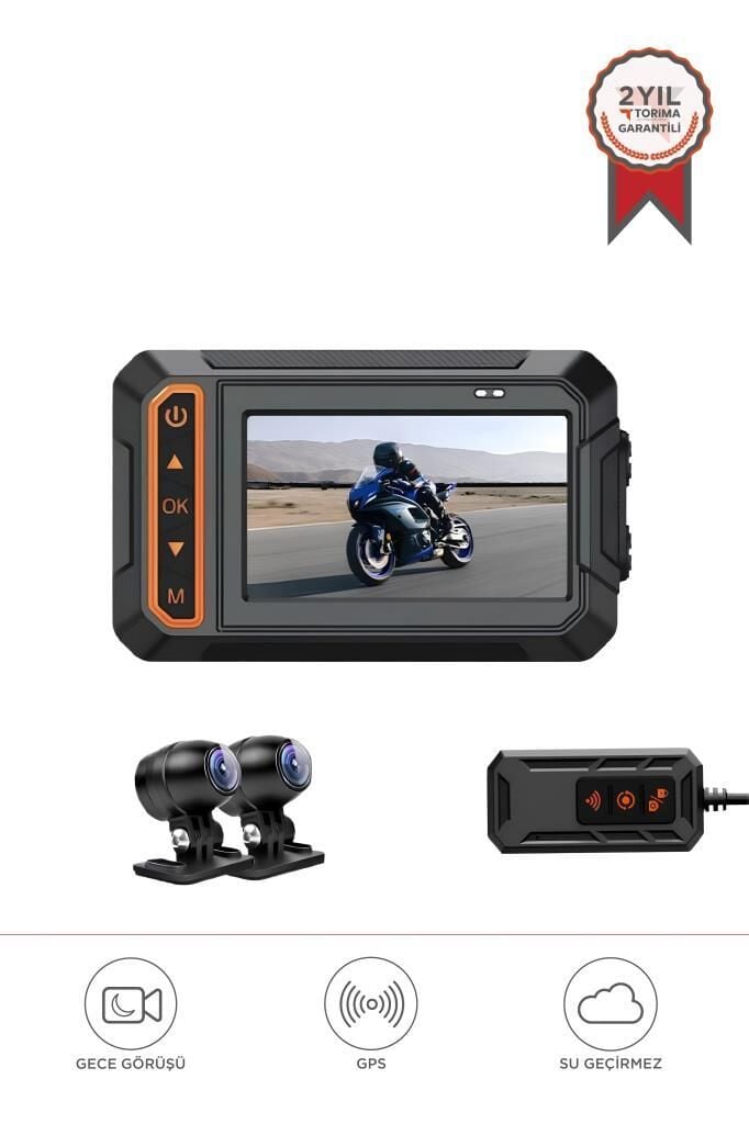 Aksiyon Kamerası Ultra Hd Wifi Panaromik Gözetleme Motorsiklet Kamerası M5F Siyah