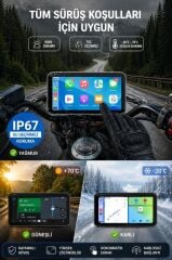 Araç İçi Kamera Ultra Hd Wifi Tekerlek Basınç Göstergeli Carplay Ön ve Arka Motorsiklet Kamerası M8E Siyah