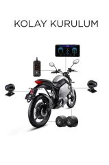 M8E Siyah Ultra Hd Wifi Ön+Arka Kamera ve Tekerlerk Basınç Göstergesi Motorsiklet Carplay