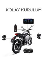 Araç İçi Kamera Ultra Hd Wifi Tekerlek Basınç Göstergeli Carplay Ön ve Arka Motorsiklet Kamerası M8E Siyah