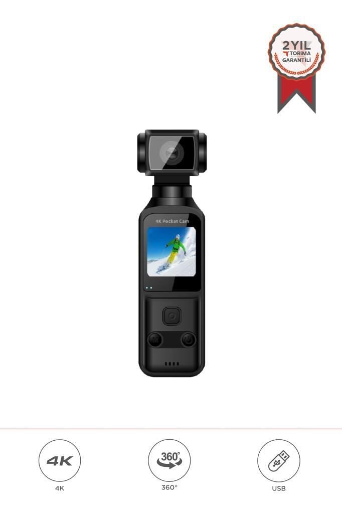 Aksiyon Kamerası Gece Görüşlü Wifi 4K 360 Derece Dönebilen Kamera CMR22 Siyah